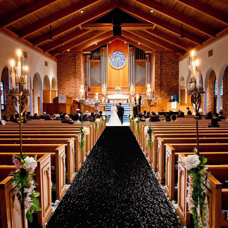 ShinyBeauty 2FT x 15FT Black Sequin Aisle Runner | Glitter Carpet for Wedding Ceremony, Party, and Prom Events - Image 5